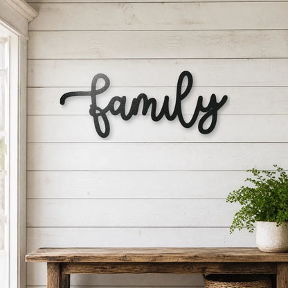 Family Script Sign | Custom Steel Wall Art | Made in USA