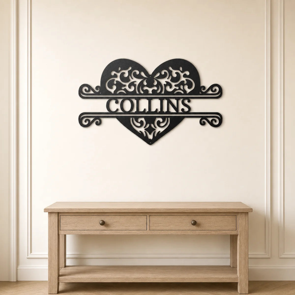 Fancy Heart Monogram Sign | Personalized Steel Wall Art | Made in USA