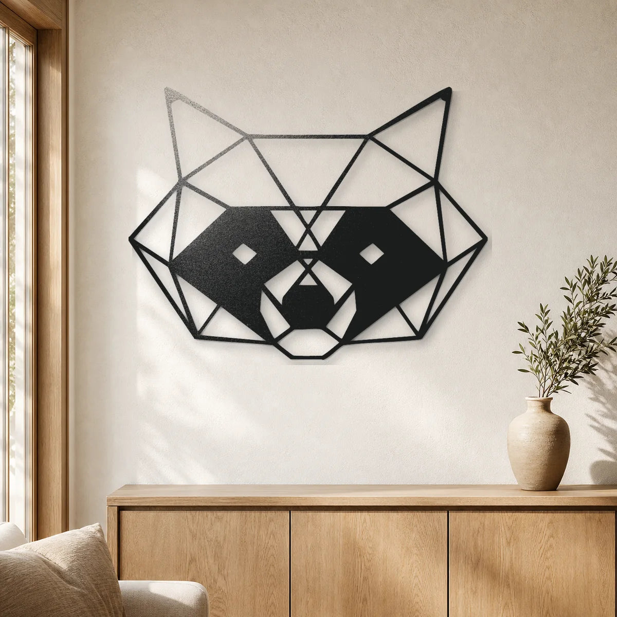 Geometric Raccoon Sign | Custom Steel Wall Art | Made in USA