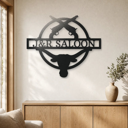 Saloon Monogram Sign | Personalized Steel Wall Art | Made in USA