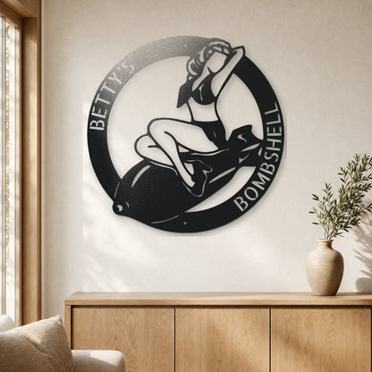 Bomber Lady Sign | Personalized Steel Wall Art | Made in USA
