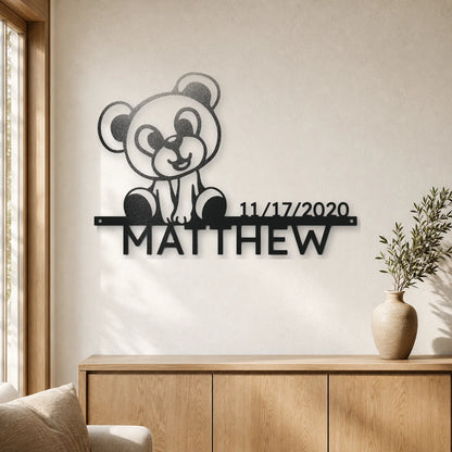Teddy Monogram Sign | Personalized Steel Wall Art | Made in USA