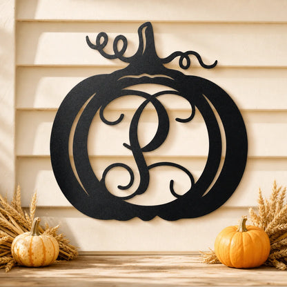 Pumpkin Initial Monogram Sign | Personalized Steel Wall Art | Made in USA