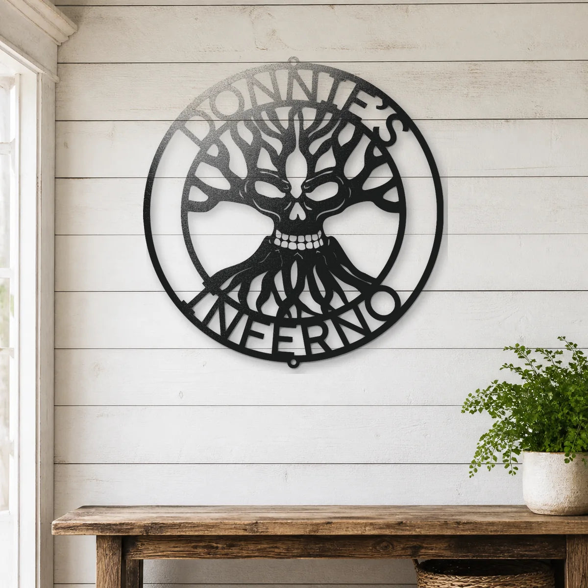 Skull Family Tree Monogram Sign | Personalized Steel Wall Art | Made in USA