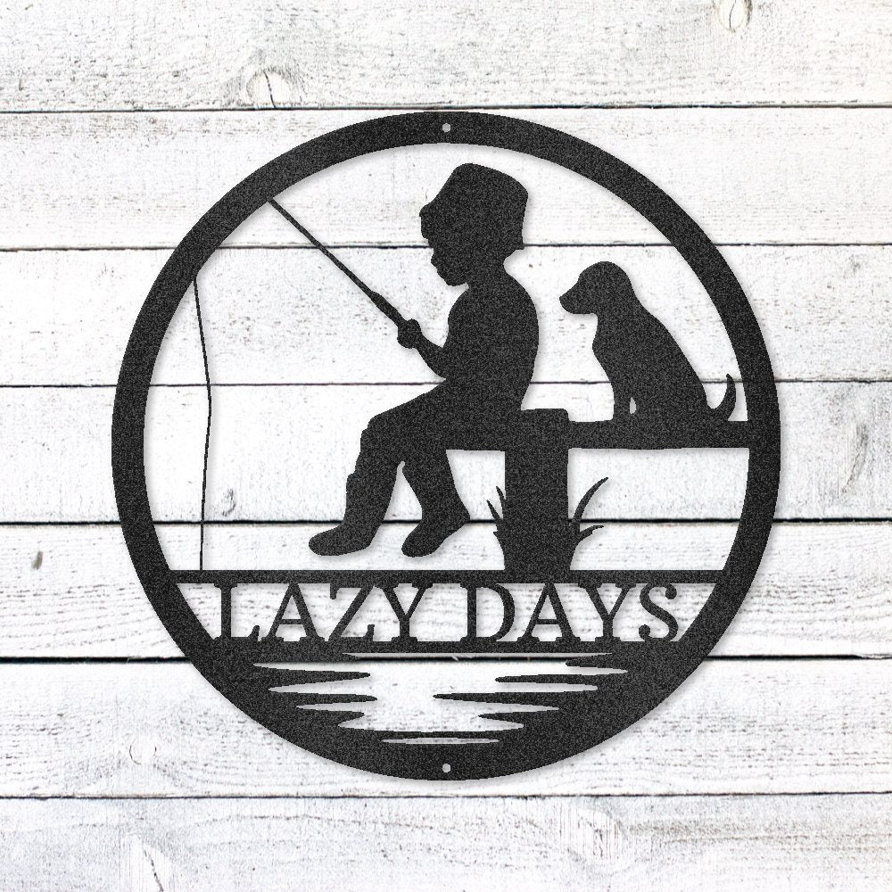 Rustic Fishing Scene Sign | Personalized Steel Wall Art | Made in USA