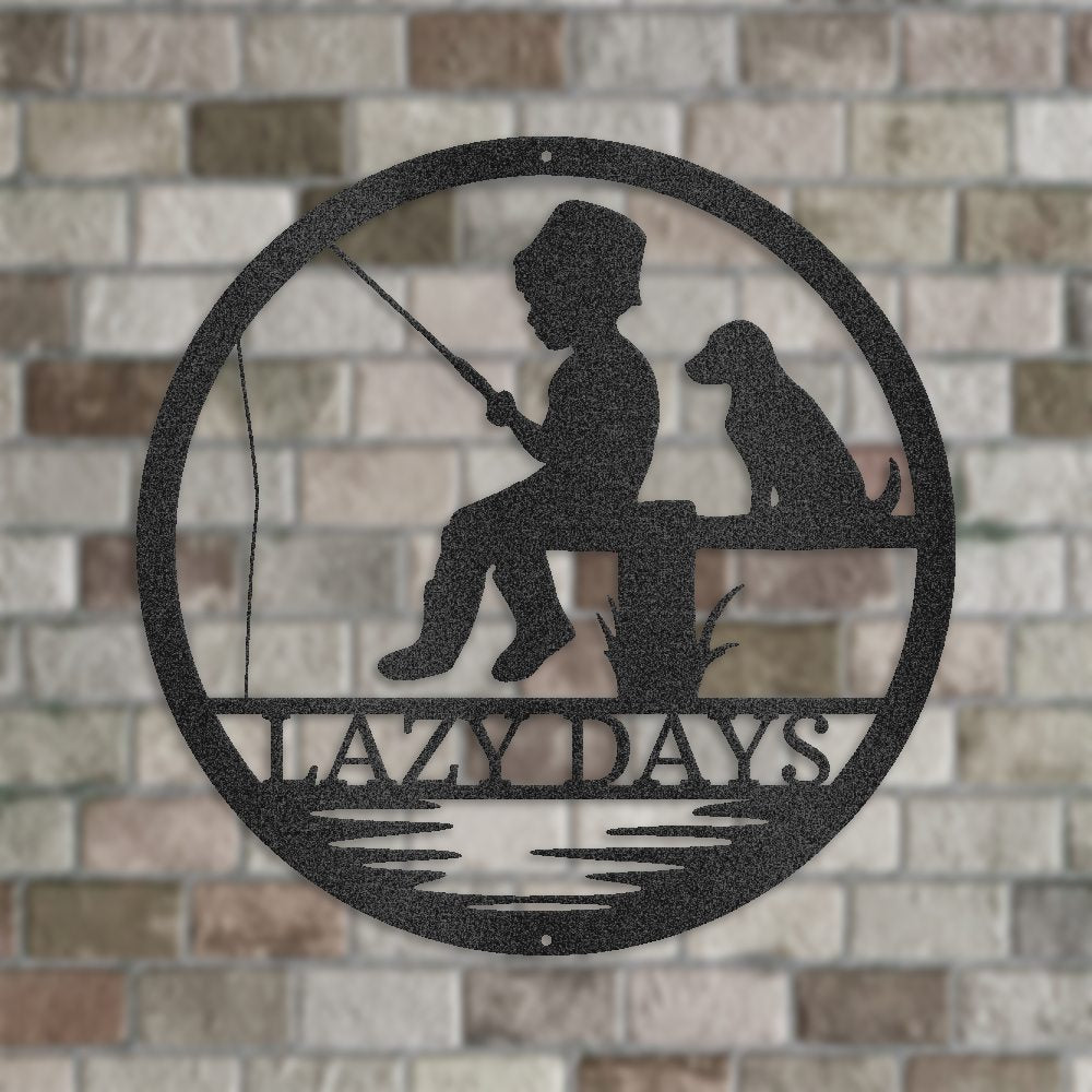 Rustic Fishing Scene Sign | Personalized Steel Wall Art | Made in USA