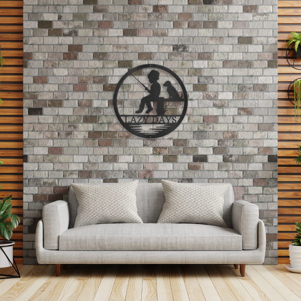 Rustic Fishing Scene Sign | Personalized Steel Wall Art | Made in USA