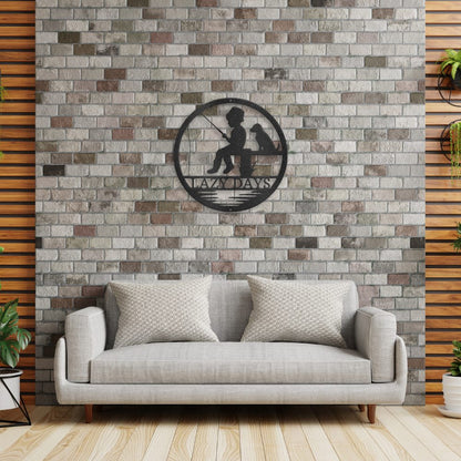 Rustic Fishing Scene Sign | Personalized Steel Wall Art | Made in USA