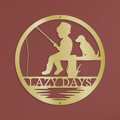 Rustic Fishing Scene Sign | Personalized Steel Wall Art | Made in USA
