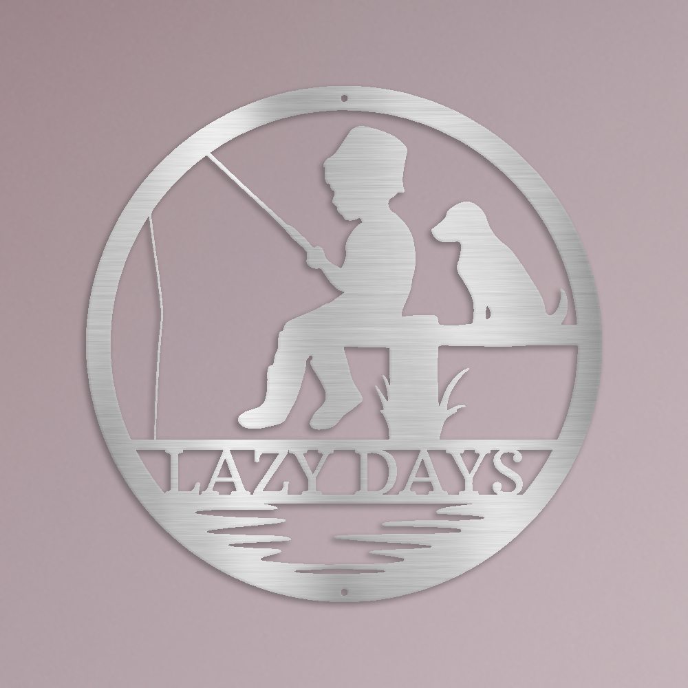 Rustic Fishing Scene Sign | Personalized Steel Wall Art | Made in USA