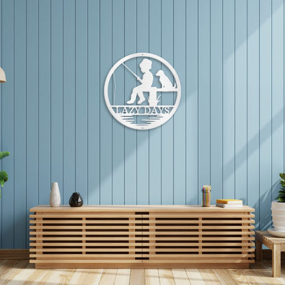 Rustic Fishing Scene Sign | Personalized Steel Wall Art | Made in USA