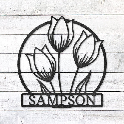 Tulip Wall Art Sign | Personalized Steel Wall Art | Made in USA