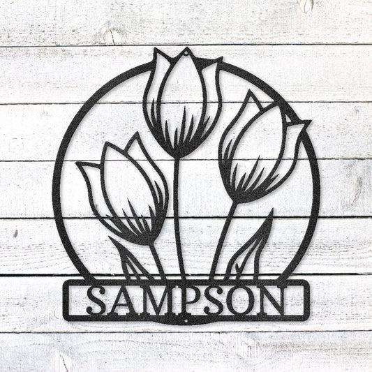 Tulip Wall Art Sign | Personalized Steel Wall Art | Made in USA