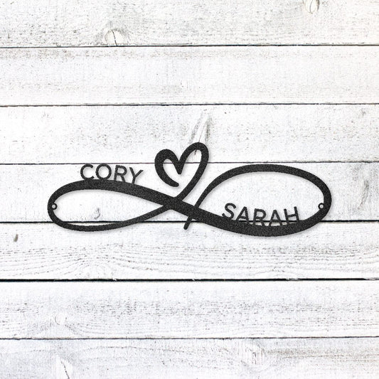 Infinity Love Heart Sign | Personalized Steel Wall Art | Made in USA