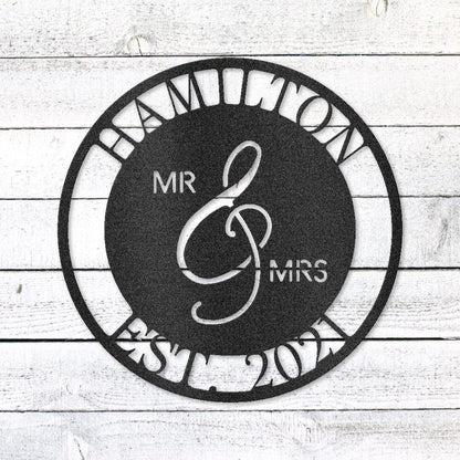 Mr. and Mrs. Sign | Personalized Family Name Steel | Made in USA