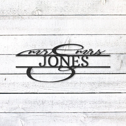 Ornate Mr. and Mrs. Sign | Personalized Steel Wall Art | Made in USA