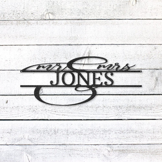 Ornate Mr. and Mrs. Sign | Personalized Steel Wall Art | Made in USA