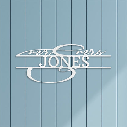Ornate Mr. and Mrs. Sign | Personalized Steel Wall Art | Made in USA