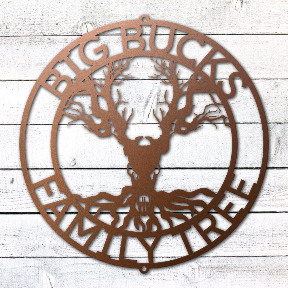 Deer Family Tree Sign | Personalized Steel Wall Art | Made in USA