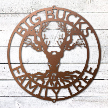 Deer Family Tree Sign | Personalized Steel Wall Art | Made in USA