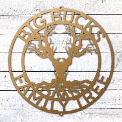 Deer Family Tree Sign | Personalized Steel Wall Art | Made in USA
