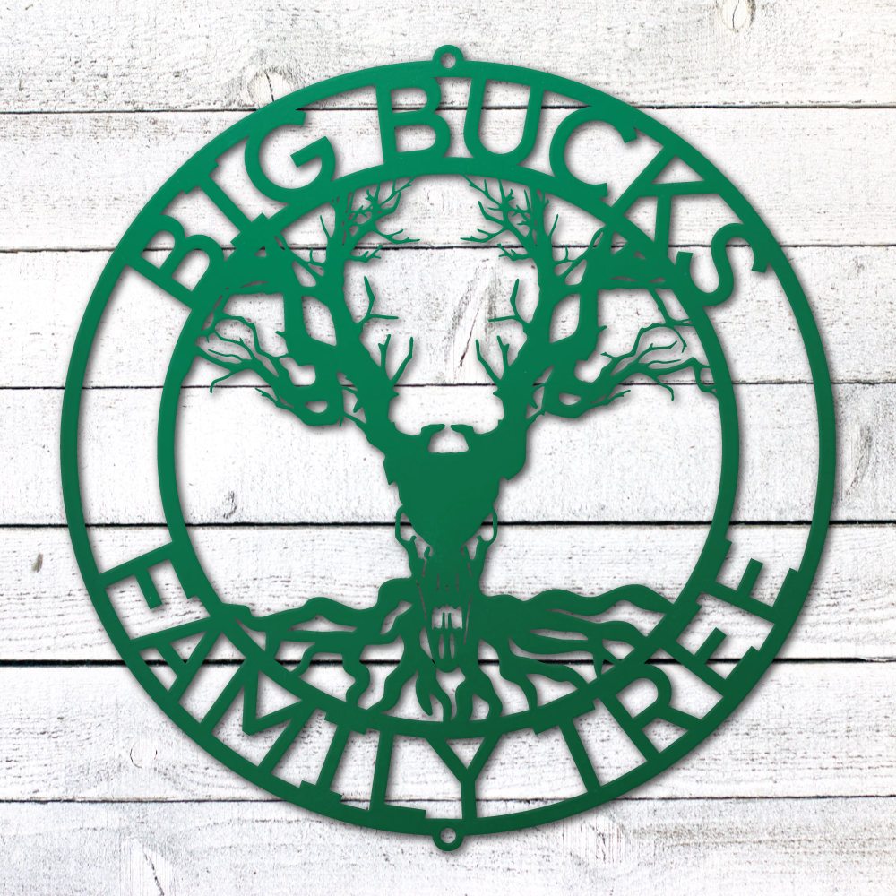 Deer Family Tree Sign | Personalized Steel Wall Art | Made in USA