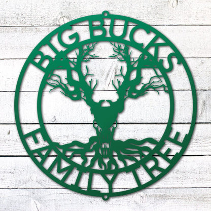 Deer Family Tree Sign | Personalized Steel Wall Art | Made in USA