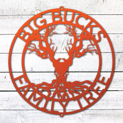 Deer Family Tree Sign | Personalized Steel Wall Art | Made in USA