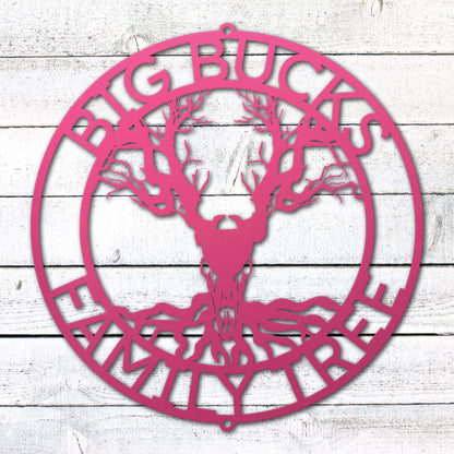 Deer Family Tree Sign | Personalized Steel Wall Art | Made in USA
