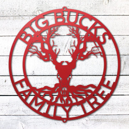 Deer Family Tree Sign | Personalized Steel Wall Art | Made in USA