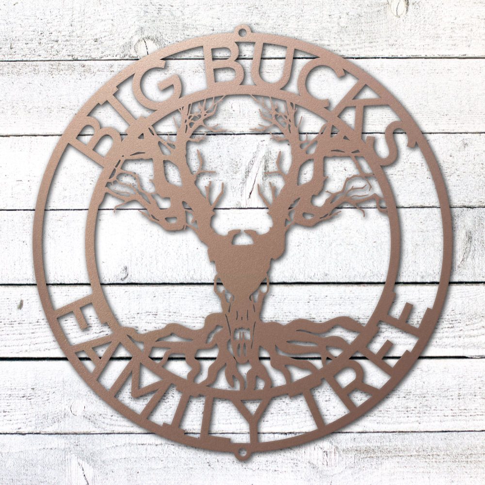 Deer Family Tree Sign | Personalized Steel Wall Art | Made in USA
