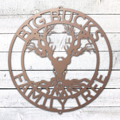 Deer Family Tree Sign | Personalized Steel Wall Art | Made in USA