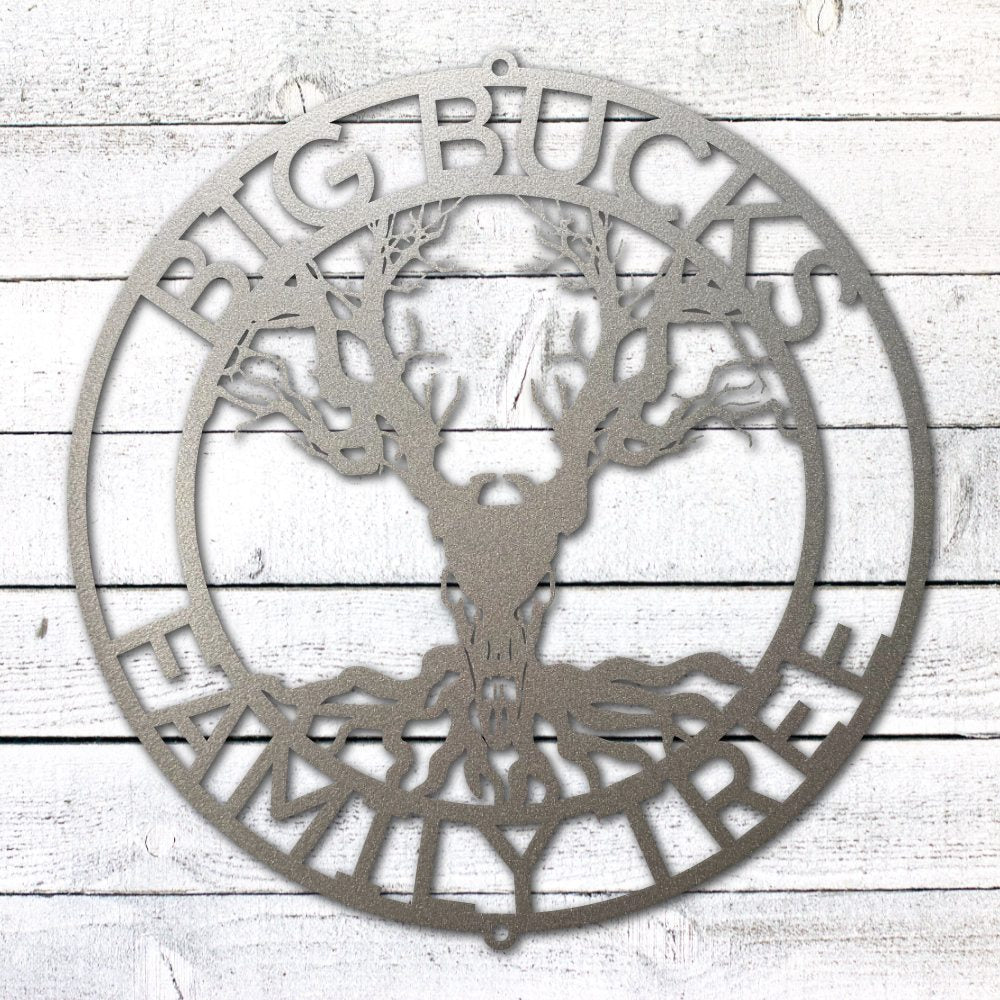 Deer Family Tree Sign | Personalized Steel Wall Art | Made in USA