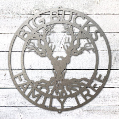 Deer Family Tree Sign | Personalized Steel Wall Art | Made in USA