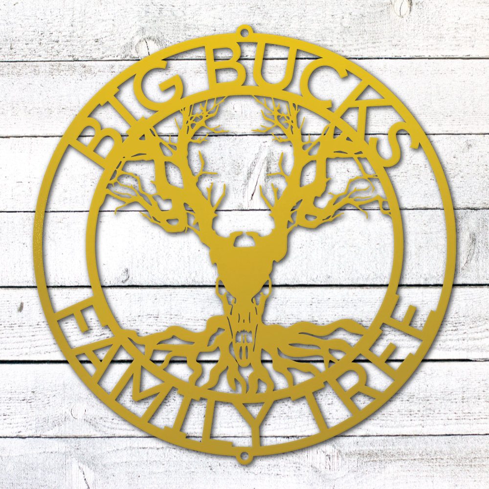Deer Family Tree Sign | Personalized Steel Wall Art | Made in USA
