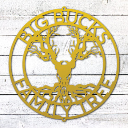 Deer Family Tree Sign | Personalized Steel Wall Art | Made in USA