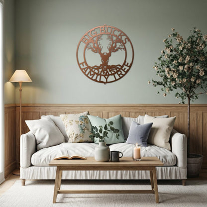 Deer Family Tree Sign | Personalized Steel Wall Art | Made in USA
