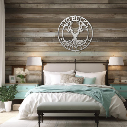 Deer Family Tree Sign | Personalized Steel Wall Art | Made in USA