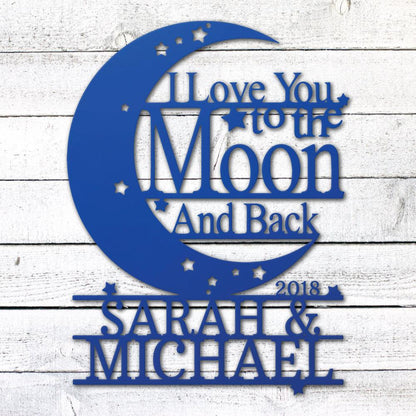 Moon and Back Love Sign | Personalized Steel Wall Art | Made in USA