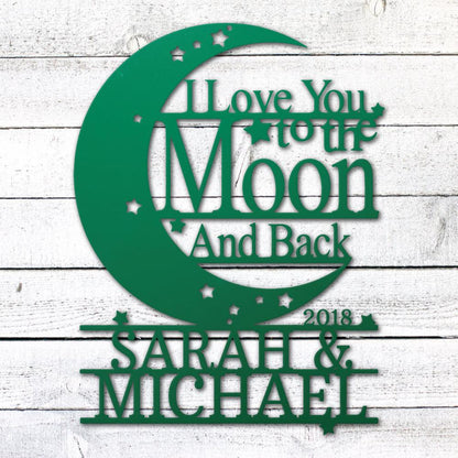 Moon and Back Love Sign | Personalized Steel Wall Art | Made in USA