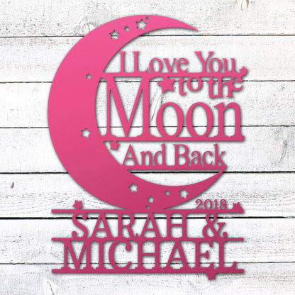 Moon and Back Love Sign | Personalized Steel Wall Art | Made in USA