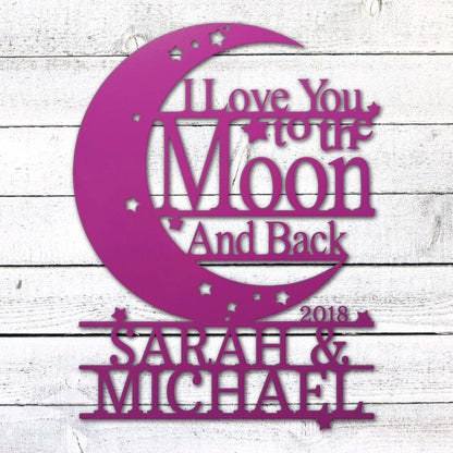 Moon and Back Love Sign | Personalized Steel Wall Art | Made in USA