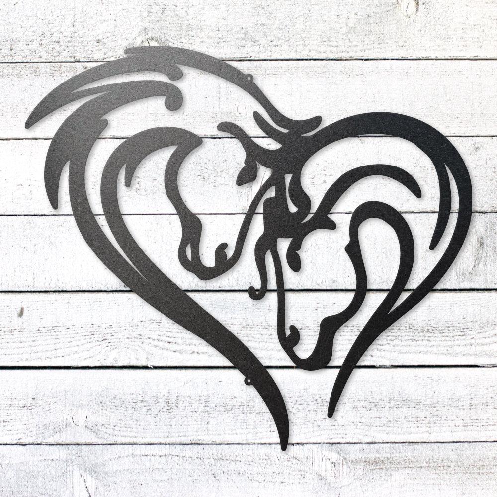 Horse Love Heart Sign | Romantic Steel Wall Art | Made in USA