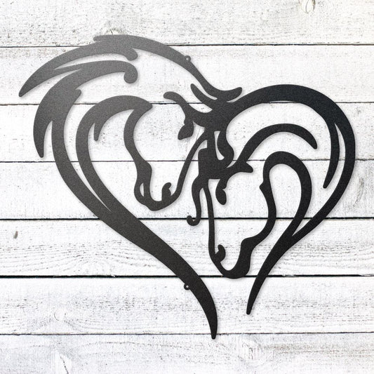 Horse Love Heart Sign | Romantic Steel Wall Art | Made in USA