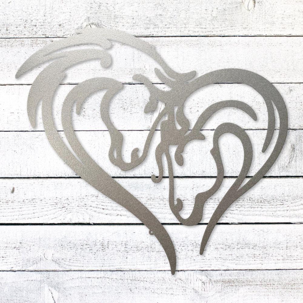 Horse Love Heart Sign | Romantic Steel Wall Art | Made in USA