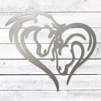 Horse Love Heart Sign | Romantic Steel Wall Art | Made in USA
