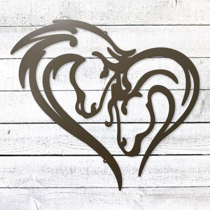 Horse Love Heart Sign | Romantic Steel Wall Art | Made in USA