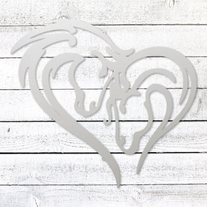 Horse Love Heart Sign | Romantic Steel Wall Art | Made in USA