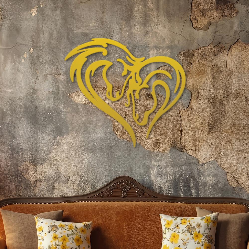 Horse Love Heart Sign | Romantic Steel Wall Art | Made in USA