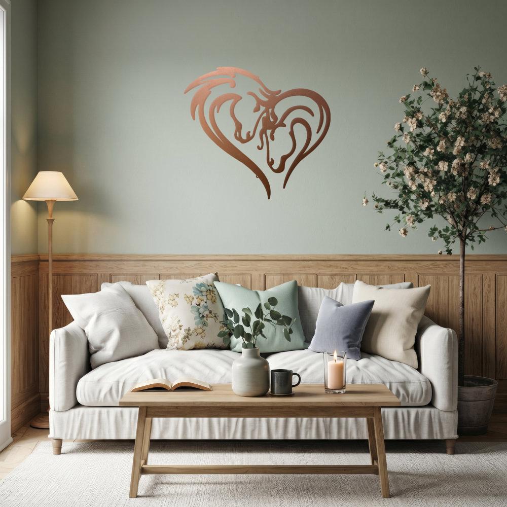 Horse Love Heart Sign | Romantic Steel Wall Art | Made in USA